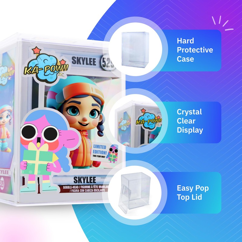 8 Crystal Clear Hard Plastic Funko Pop Protectors, Stackable Display