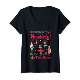 Womens Nutcracker Squad Ballet Dance Matching Family Xmas Costume V-Neck T-Shirt