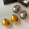 Gold Silver Ellipse Teardrop Stud Earrings Chunky Smooth Surface Egg