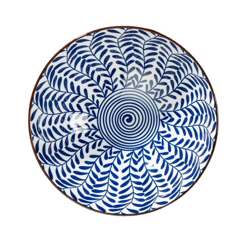 Signature Housewares Blue and White Pattern Ceramic Noodle Ramen Soup
