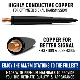 Bullet Antena for Dodge RAM 1500 2500 3500 (2002-2008) - Highly Durable Premium Truck Antenna 5.45 Inch - Car Wash-Proof Radio Antenna for FM AM - Black, 50 Caliber Design