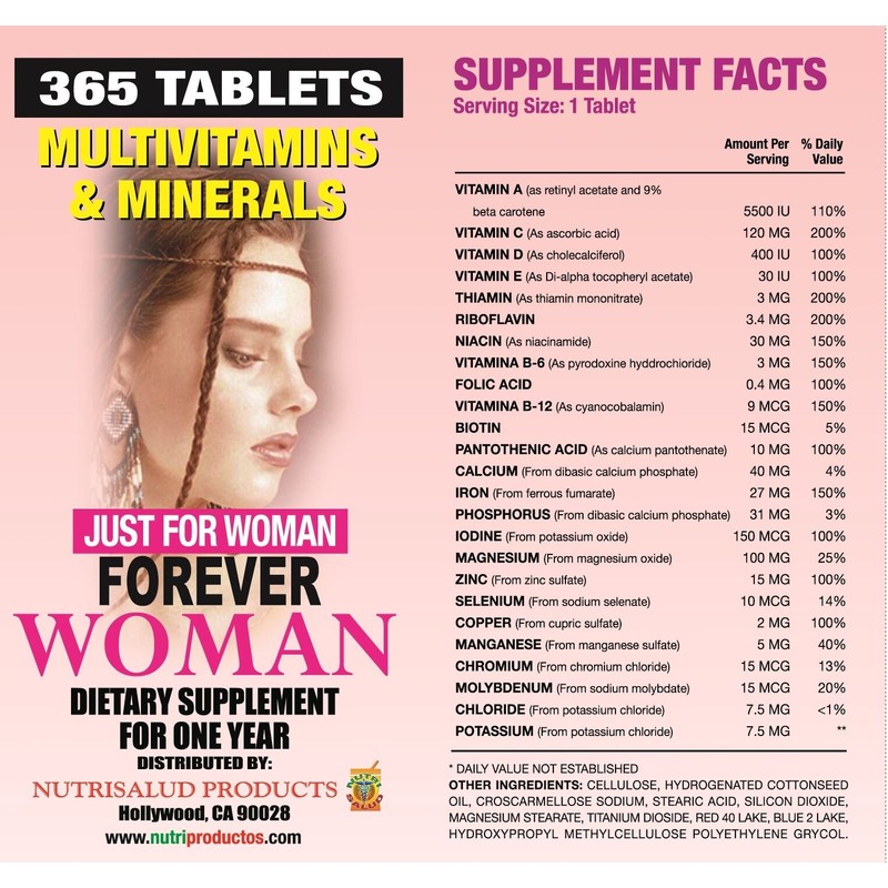 Multivitamins Forever Woman 365 tablets 1 year supply Multivitamins for