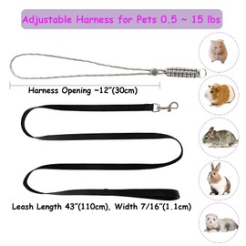 Handmade Figure 8 Harness and Leash for Ferrets/Bearded Dragons/Guinea Pigs/Rats/Chinchillas/Reptiles/Birds/Squirrels/Small Animals