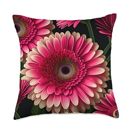 Vintage Flowers Gerbera Daisy Lover Vintage Gerbera Daisy Inspired Flower Plant Lover Gardening Throw Pillow, 18x18, Multicolor