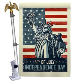 Liberty July 4th House Flag - Eagle Set Patriotic Fourth of Independence Day Fireworks BBQ United State American - Decoration Banner Small Garden Yard Gift Double-Sided Made In USA 28 X 40