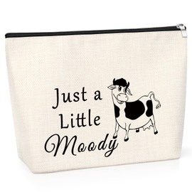 Cow Owner Gifts Makeup Bag Funny Gifts for Women Cow Farmer Gifts Moo Gag Gift for Girls Funny Birthday Presents for Animal Lovers Cute Stuff Cow Accessories Travel Cosmetic Pouch