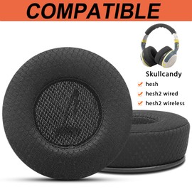 Gvoears Ear Pads Cushions for Skullcandy Hesh Wired/Hesh 2 Wireless Over-Ear Headphones, Hesh 2 Wireless Replacement Earpads, Soft & Comfortable Memroy Foam, Breathable Mesh Fabric