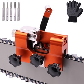 briegous Chainsaw Sharpening Jig with 5 Sharpening Heads, Portable Hand-Crank Sharpener, Suitable for 8-22 Inch Chain Saws
