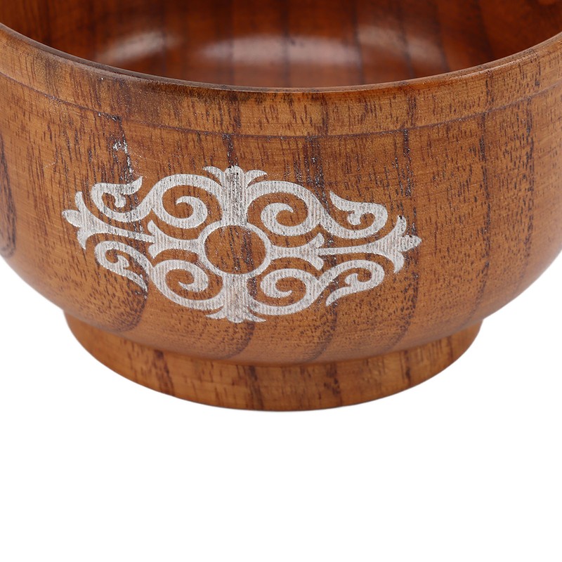 Wooden Rice Bowl Jujube Wood Anti Scald Exquisite Elegant Round