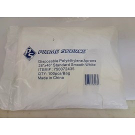 Prime Source 100 PACK Prime Source Disposable Polyethylene Aprons - Smooth White 28" X 46"