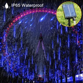 MXJFYY Solar Meteor Shower Lights, 11.8 Inch 10 Tube Fairy Lights, 240 LEDs, Waterproof Snowfall Lights, Meteor Shower Rain Light, Outdoor Solar for Christmas Tree, Party, Balcony Roads