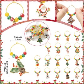WEWAYSMILE 18 Pcs Christmas Wine Glass Charms for Stem Glasses with Alloy Wine Glass Ring for Dinner Festival Birthday Tasting Party Goblet Charm Decoration Supplies