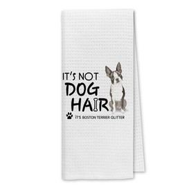 Dibor It’s Not Dog Hair It’s Boston Terrier Glitter Kitchen Towels Dish Towels Dishcloth,Funny Dog Decorative Absorbent Drying Cloth Hand Towels Tea Towels for Bathroom Kitchen,Dog Lovers Gifts