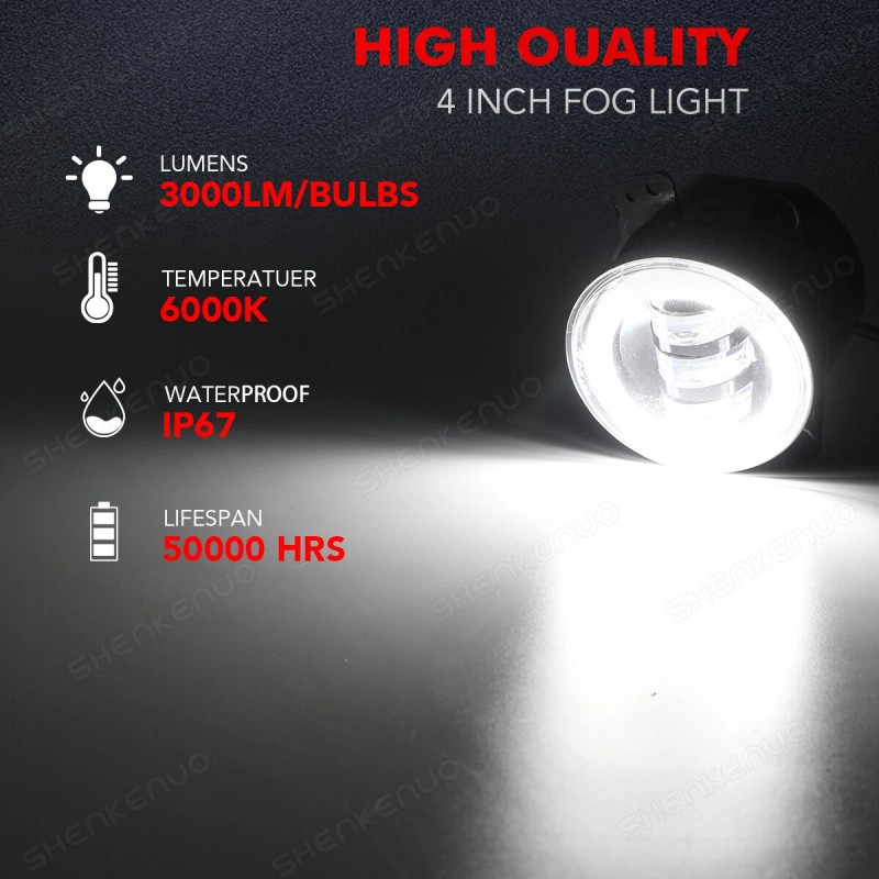 SHENKENUO For 1994-2009 Dodge Ram 2500 2PCS Bumper Led Fog