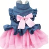 ANIAC Pet Denim Dress with Cute Bow-Knot Comfy Vest Skirt