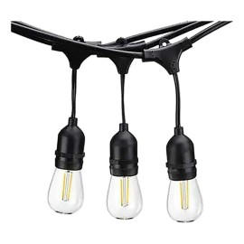 AQ Lighting Outdoor Rated Plastic Solar Powered LED 12 String Light in Black