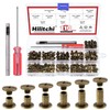 Hilitchi 110 Sets Bronze Chicago Screws Buttons Flat Head Screws