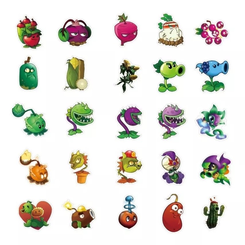 Plantas Vs Zombies 50 Calcomanias Stickers Contra Agua