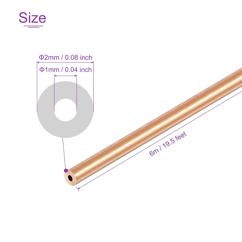 DMiotech 1mm x 2mm Long 6.0 M Refrigerator Copper Pipe