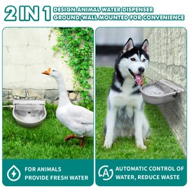Automatic Water Bowl for Dogs,3L Automatic Horse Drinking Water Bowl with Float Valve,304 Stainless Steel Automatic Livestock Water Bowl Kit for Cow,Pig,Duck,Chicken,Sheep
