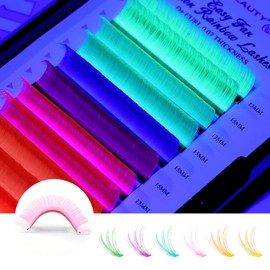 6 Colours Coloured False Eyelashes Colourful Eyelashes 13 mm Eyelashes Colourful Eyelash Extensions Eyelash Lashes Extension Glow Under UV Light Black Light for Festivals Events Parties and DIY Makeup