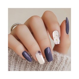 OAUEE Semi Cured Gel Nail Strips | Gel Nail Stickers with UV Light Required | Salon Quality, Easy Application and Removal（Midnight Elegance）