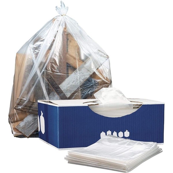 Plasticplace Contractor Trash Bags 55-60 gallon │ 3.0 Mil │ Clear Heavy Duty Garbage Bag │ 38” x 58” (50 Count)