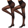 WAJIAFAR Black Sheer Tights 20D Control Top Pantyhose with Reinforced