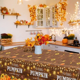 Little Pumpkin Baby Shower Decorations - 3pcs A Little Pumpkin is on The Way Tablecloth, Rustic Wood Fall Pumpkin Table Cover for Boy Girl Fall Autumn Thanksgiving Party Supplies