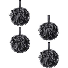 4 Esponjas Para Baño, Estropajo Para Cuerpo Esponja De Baño, Para Piel Sensible y Uso Familiar, Diseño Vegano y Secado Rápido, Medidas 15 Cm x 15 Cm En Color Negro, Esponja Baño