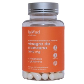 Cápsulas de Vinagre de Manzana beWuel, Adicionado con Magnesio y Glutamina, Veganas, Sin Glúten, Sin Azúcar, Suplemento Alimenticio beBrands (1)      