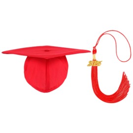 GRADFTY Graduation Cap with Tassel,Unisex Adult Matte Cap for Graduation,Graduation Hat, Red, One Size
