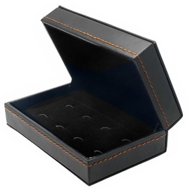 black leather small cufflinks case ncs00029, Black