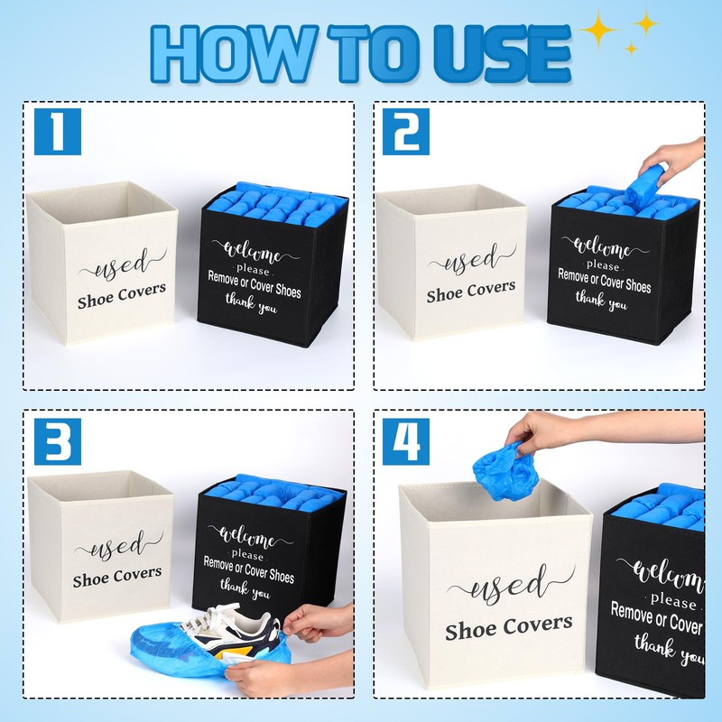 Tiangrid 200 Pcs Disposable Shoe Covers with 2 Pcs Collapsible