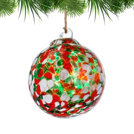 Hand Blown Glass Gazing Balls for Garden Hanging Friendship Balls Christmas Ball Ornaments for Xmas Tree Decoration (Red - C)