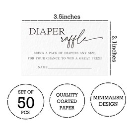 3.5 X 2.1 Inches Baby Shower Diaper Raffle Tickets, 50 Pcs Minimalism White Tickets For For Girl Or Boy Baby Shower Invitations，Baby Shower Game, Gender Reveal Game, Baby Shower Activity Supplies-A01