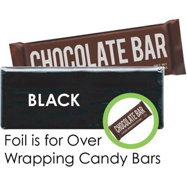 Black Shiny Candy Bar Wrapper Foil Sheets for over wrapping Chocolate Bars - 40 Sheets