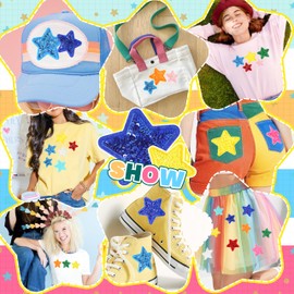 Sequin Star Patches for Trucker Hats: KINGSOW 20Pcs Iron on Preppy Shiny Applique Patch for Clothing Jackets Backpacks Shirts Jeans DIY Crafts