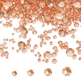 Milifox 6000 Pieces Acrylic Diamond Gems Rose Gold Fake Crystals Vase Filler Diamond Table Scatter Confetti Crystals Small Fake Plastic Gems Acrylic Vase Filler for Wedding Party Decoration
