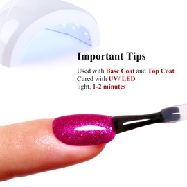 Ozzeal Pearl Gel Nail Polish,Deep Hot Pink Glitter Gel Nail Polish Sparkle Shimmer Gel Glitter Nail Polish Fall Winter Soak off LED UV Gel Nail Polish for Art DIY Manicure 15ML