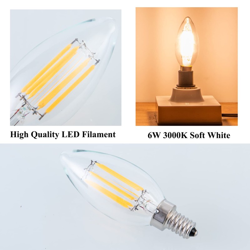 SHUWDKAR Low Voltage Bulbs 12 Volt Candelabra Base LED Bulbs,