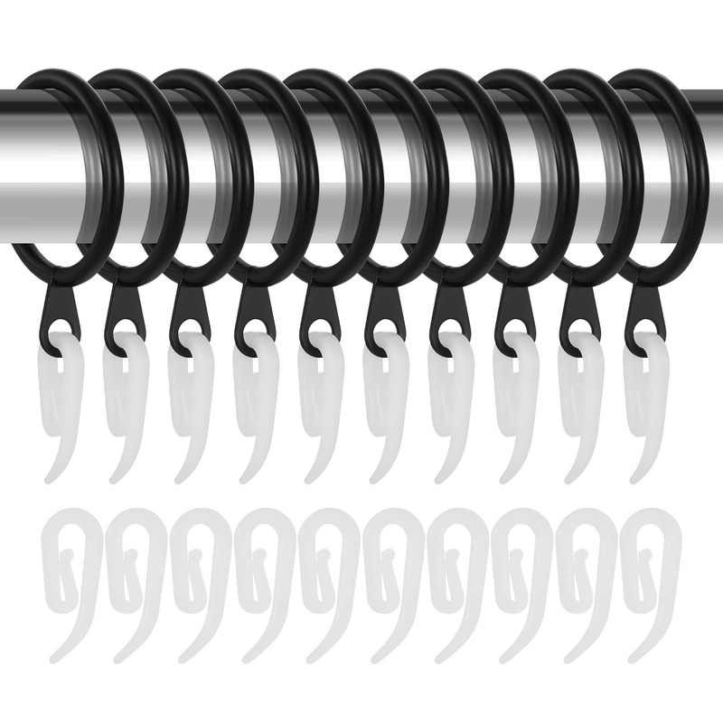 tonyg-p 20 Pack Metal Curtain Rings with Plastic Curtain Hooks,