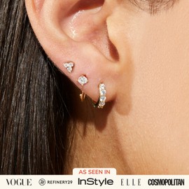 Ana Luisa Gold Earring Bundle, 3 Pairs - 14K Gold Plated With Cubic Zirconia Earrings - Hypoallergenic, Water-Resistant, Tarnish-Free - Gold Huggie Hoops & Stud Earrings - Valentine's Day Gift for Her (Everday Bundle)