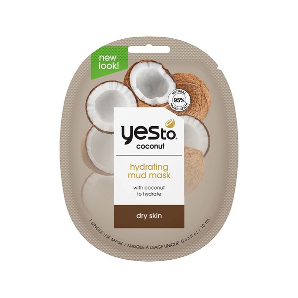 Yes To Coconut Ultra-Hydrating Moisturizing Mud Mask, Coconut Oil and Kaolin Clay To Hydrate and Smooth Skin, 1-Pack