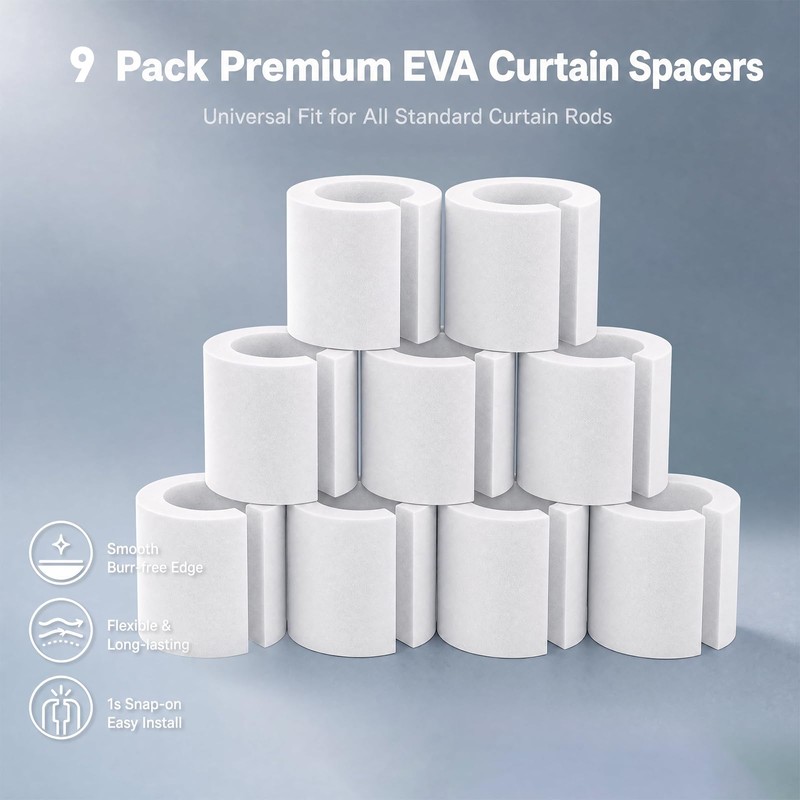 9 Pack Curtain Pleat Spacers, 50mm EVA Foam Rollers for
