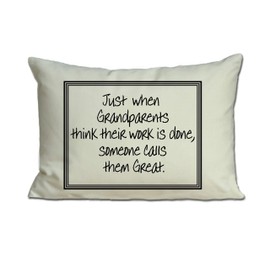 Pregnancy Reveal/Announcement Pillow for Great Grandparents "Just when Grandparents think their work is done, someone calls them Great"