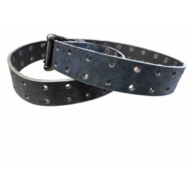 Handmade Sunset Leather Belt Co Gray Double Hole Belt Two Prong Leather Belt Handmade 1 3/4” Wide