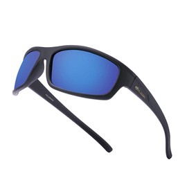 POLARKING 1 PACK Polarized Sport Sunglasses for Men Matte Finish Sun glasses Color Mirror Lens UV Blocking Blue Mirrored