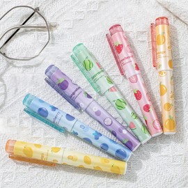 MOZXIRZ 6 Pcs Cute Highlighter Marker Pastel Highlighter Marker Pens Cartoon Fruit Highlighters Pens for Students Women Highlighters School Supplies Office Supplies (Fruit)