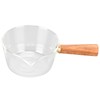 Glass Milk Pot with Wooden Handle V Shaped Spout Noodles